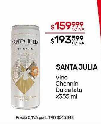 Nini Mayorista Santa Julia Vino Chennin Dulce Lata oferta