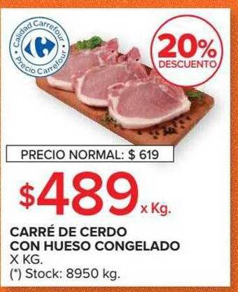 Carrefour Market Carré De Cerdo Con Hueso Congelado oferta