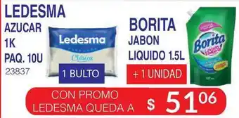 Masivos Ledesma Azucar 1k Paq. 10u , Borita Jabon Liquido 1.5l oferta