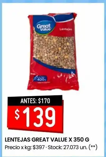 Changomas Lentejas great value 350g oferta
