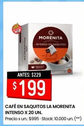 Changomas Cafe en saquitos la morenita intenso x 20un oferta