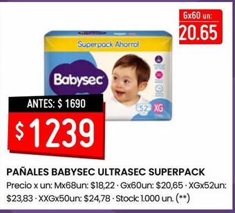 Changomas Pañales babysec ultrasec superpack oferta