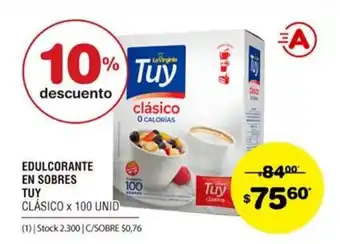 Atomo Conviene Tuy Edulcorante En Sabores Clásico x 100 unid oferta