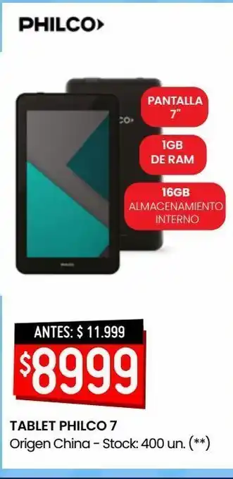 Changomas Tablet philco 7" 1gb ram 16gb rom oferta