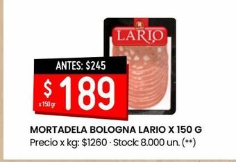 Walmart Mortadela bologna lario 150g oferta
