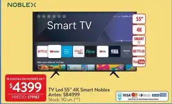 Walmart Tv led 55” 4k smart noblex oferta