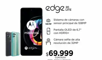 Coppel Celular motorola edge 20 lite verde petroleo 6gb 128gb 5g xt2139-1 oferta