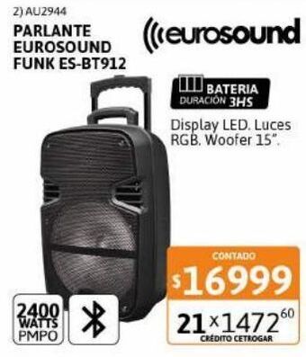 Cetrogar Parlante parlante eurosound funk 12" es-bt912 oferta