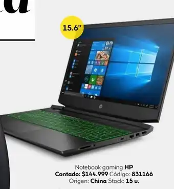 Coppel Notebook hp gaming 15,6" r5 8gb 256gb ssd gtx 1050 w10h 15-ec1035la oferta
