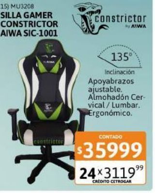 Cetrogar Silla gamer constrictor aiwa sic-1001 oferta