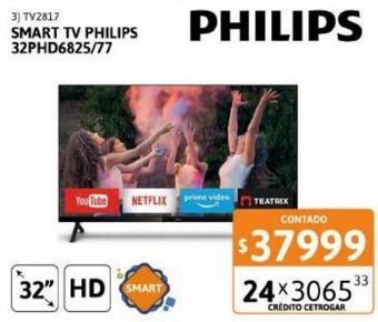 Cetrogar Smart tv 32" philips 32phd6825/77 hd oferta