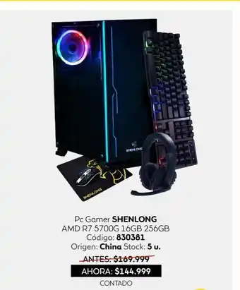 Pc gamer shenlong amd r7 5700g 16gb 256gb computadora