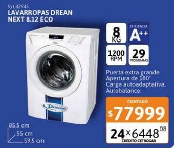 Cetrogar Lavarropas drean next 8.12 eco 8k 1200rpm cf oferta