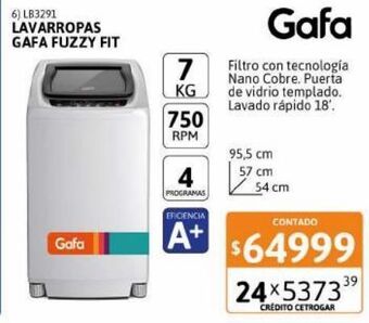 Cetrogar Lavarropas gafa fuzzy fit 7kg 750rpm bi oferta