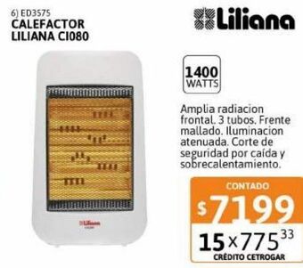 Cetrogar Calefactor liliana fijo 1400w ci080 oferta
