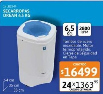 Cetrogar Secarropas drean qv 6.5 kg oferta