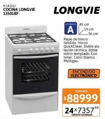 Cetrogar Cocina longvie 13501bf blanca timer oferta