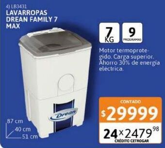 Cetrogar Lavarropas drean family 7 max 7kg oferta