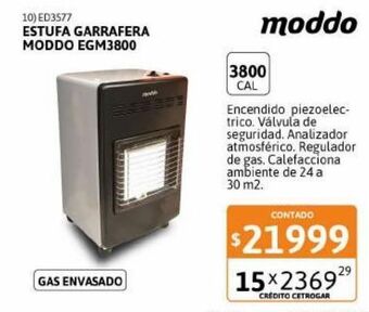 Cetrogar Estufa garrafera moddo egm3800 k/c oferta