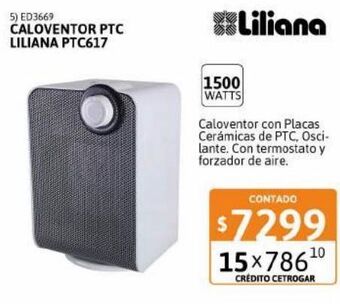 Cetrogar Caloventor ptc liliana c/osc 1500w ptc617 oferta