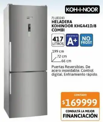Cetrogar Heladera koh-i-noor khga41d/8 417 litros acero combi no frost duocooling oferta