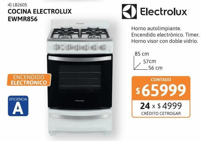 Cocina electrolux ewmr856 oferta en Cetrogar