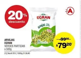 Atomo Conviene Egran Arvejas Verdes Partidas x 500g oferta