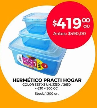 Supermercados Tadicor Hermético Practi Hogar Color Set x 3un 2350cc oferta