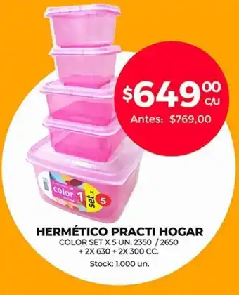 Supermercados Tadicor Hermético Practi Hogar Color Set x 3un 2350cc oferta