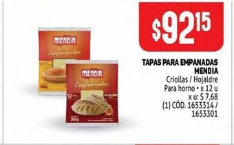 Makro Tapas para empanadas mendia x 12u oferta