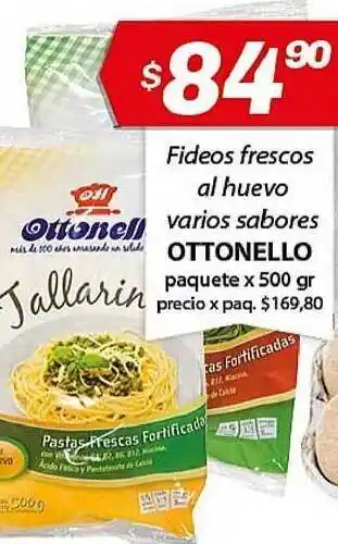 Almacor Ottonello Fideos Frescos Al Huevo Varios Sabores x 500gr oferta
