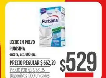 Supermercados Vea Purísima Leche en Polvo 800grs. oferta