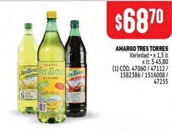 Makro Amargo tres torres 1,5l oferta