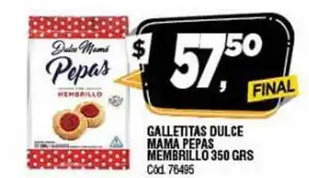 Supermercados Yaguar Dulce Mama Pepas Membrillo Galletitas 350grs oferta