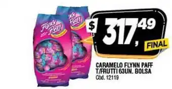Supermercados Yaguar Flynn Paff Caramelo T/frutti 63un. Bolsa oferta