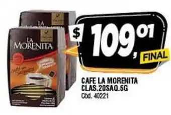 Supermercados Yaguar La Morenita Clas. Cafe 20saq. 5g oferta