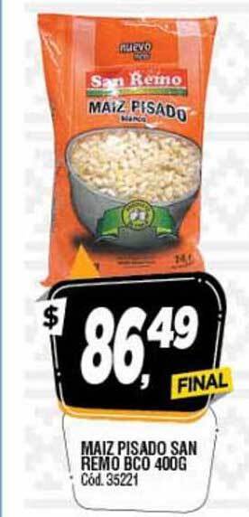 Supermercados Yaguar San Remo Maiz Pisado Bco 400g oferta