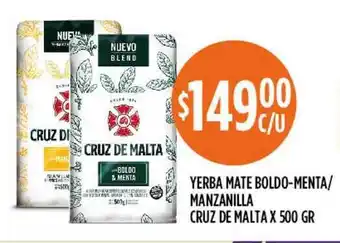 Supermercados Toledo Cruz De Malta Yerba Mate Boldo-menta/Manzanilla x 500gr oferta