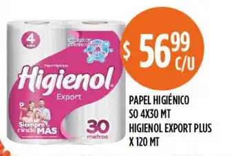 Supermercados Toledo Papel Higiénico So 4x30mt Higienol Export Plus x 120mt oferta