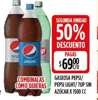 Supermercados Toledo Pepsi/ Pepsi Light/ 7up Sin Azúcar Gaseosca x 1500cc oferta