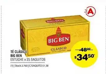 Atomo Conviene Big Ben Té Clásico Estuche x 25 saquitos oferta