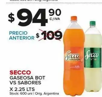 Carrefour Maxi Gaseosa secco vs sabores x 2,25l oferta
