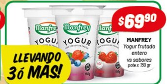 Almacor Manfrey Yogur frutado entero vs sabores pate x 150gr oferta