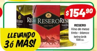 Almacor Resero Vino de mesa tinto-blanco tetra brik 1000 cc oferta