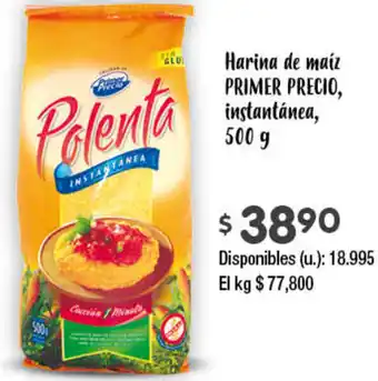 Cooperativa Obrera PRIMER PRECIO Harina de maíz instantánea 500g oferta