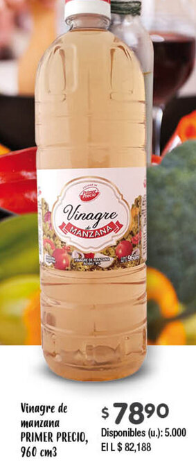 Cooperativa Obrera PRIMER PRECIO Vinagre de manzana , 960 cm3 oferta