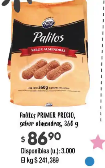 Cooperativa Obrera PRIMER PRECIO Palitos, sabor almendras 360g oferta