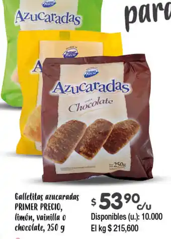 Cooperativa Obrera PRIMER PRECIO Galletitas azucaradas limón, vainilla o chocolate, 250g oferta
