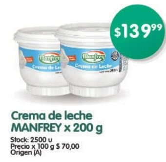 Supermercados Buenos Días Manfrey Crema de leche x 200g oferta