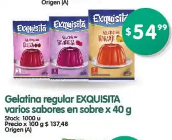 Supermercados Buenos Días Exquisita Gelatina regular varios sabores en sobre x 40g oferta